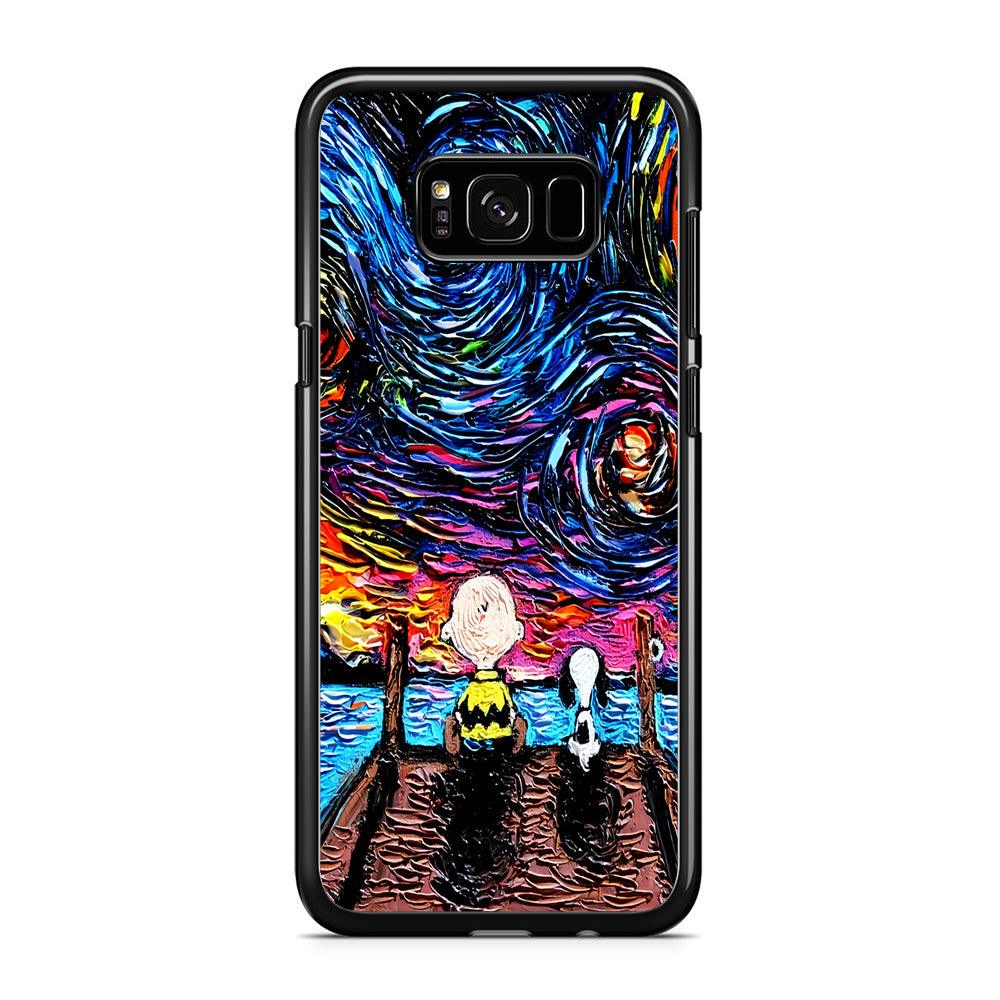 Snoopy Van Gogh's Starry Night Samsung Galaxy S8 Case-Rubber / Black (2D Case)-Xtracase