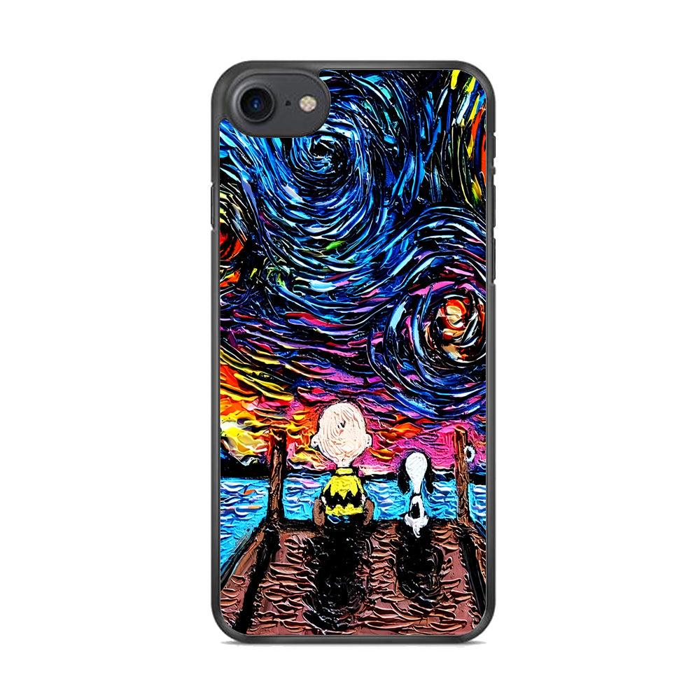 Snoopy Van Gogh's Starry Night iPhone 7 Case-Rubber / Black (2D Case)-Xtracase
