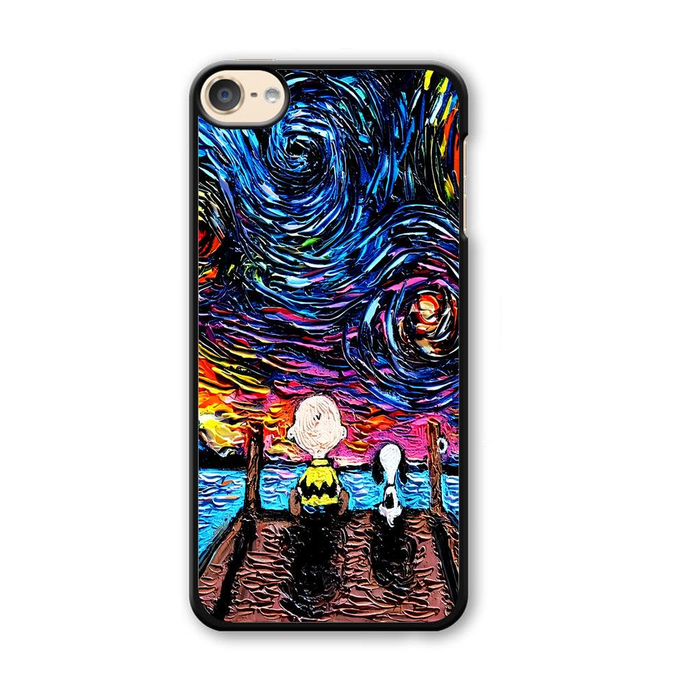 Snoopy Van Gogh's Starry Night iPod Touch 6 Case-Plastic / Black (2D Case)-Xtracase