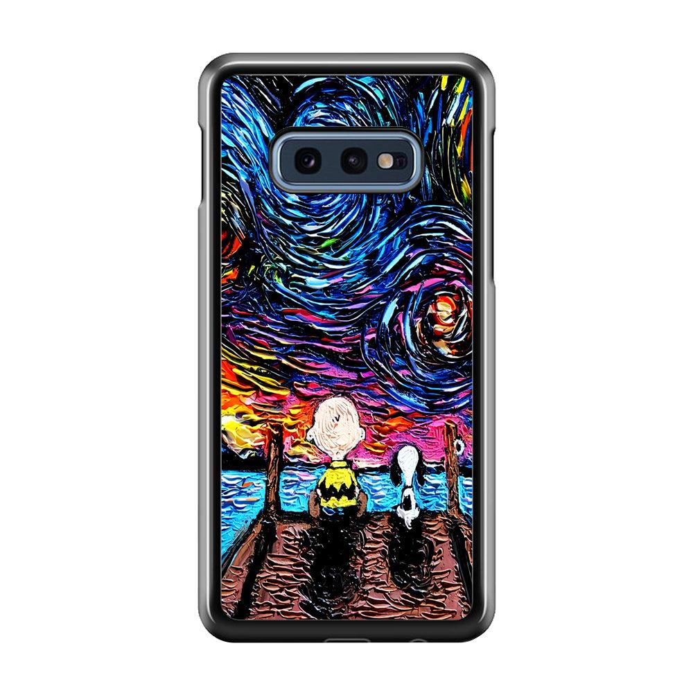 Snoopy Van Gogh's Starry Night Samsung Galaxy S10E Case-Rubber / White (2D Case)-Xtracase