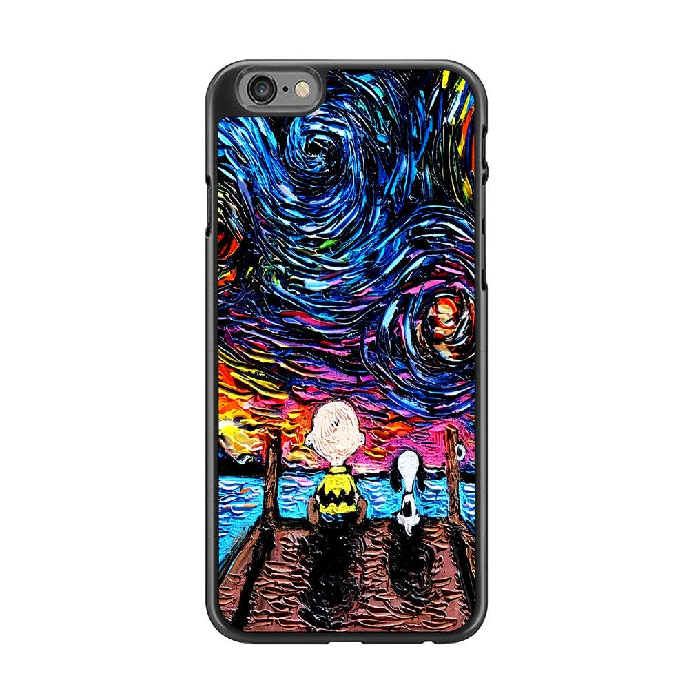 Snoopy Van Gogh's Starry Night iPhone 6 | 6s Case-Rubber / Black (2D Case)-Xtracase