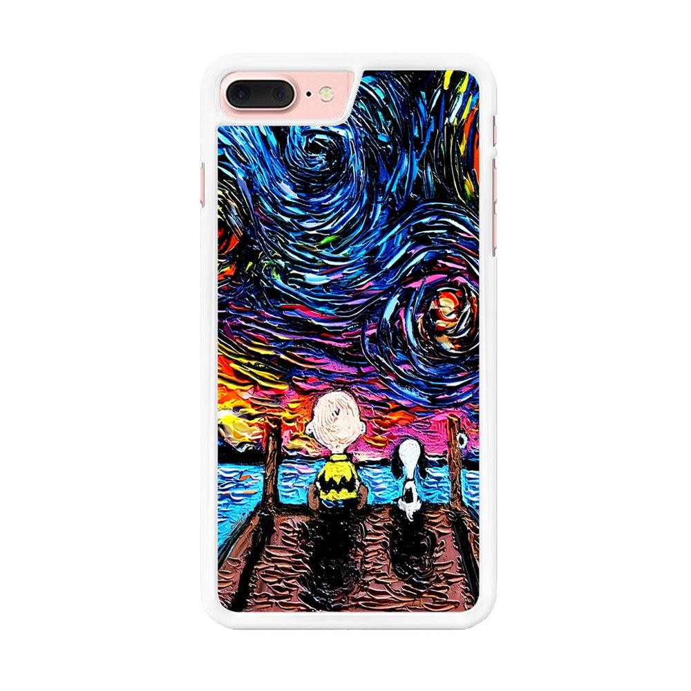 Snoopy Van Gogh's Starry Night iPhone 7 Plus Case-Rubber / White (2D Case)-Xtracase