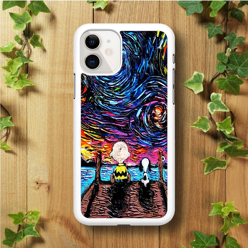 Snoopy Van Gogh's Starry Night iPhone 11 Case-Rubber / White (2D Case)-Xtracase