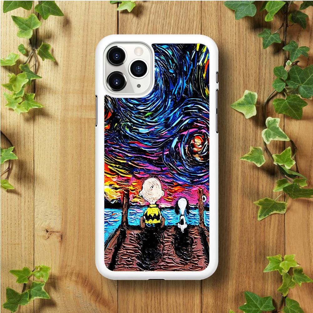 Snoopy Van Gogh's Starry Night iPhone 11 Pro Max Case-Rubber / White (2D Case)-Xtracase