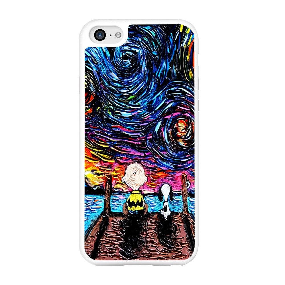 Snoopy Van Gogh's Starry Night iPhone 6 | 6s Case-Rubber / White (2D Case)-Xtracase
