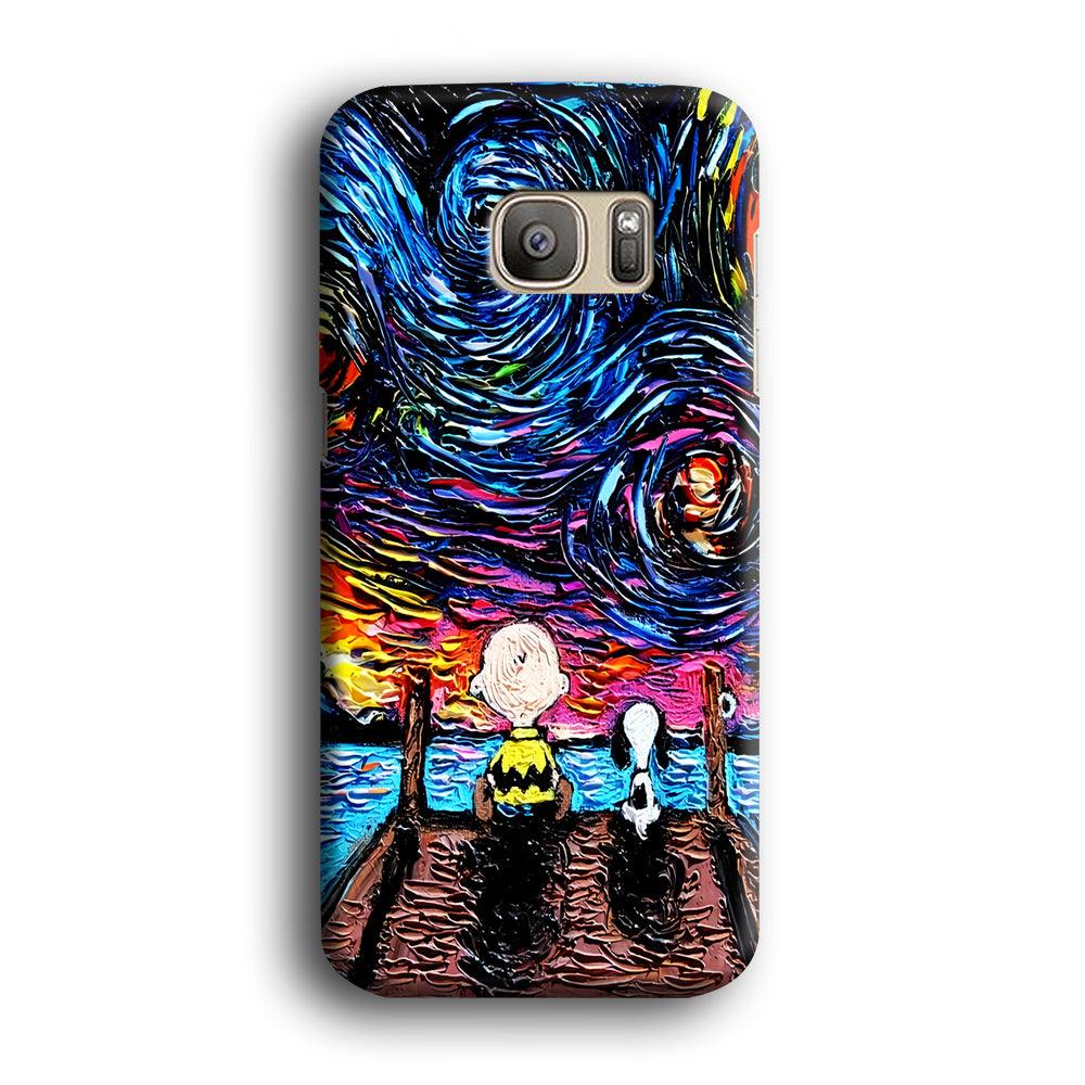 Snoopy Van Gogh's Starry Night Samsung Galaxy S7 Edge Case-Plastic / Full Wrap (3D Case)-Xtracase