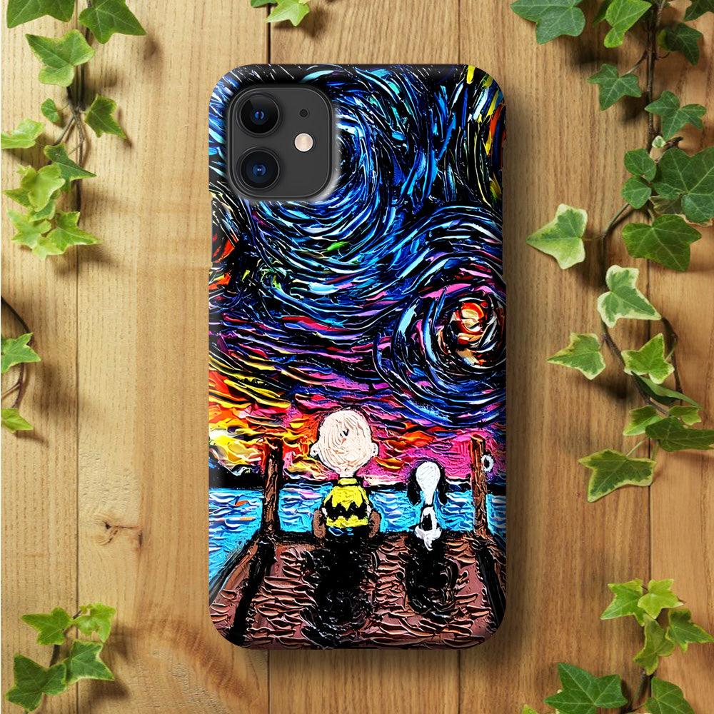 Snoopy Van Gogh's Starry Night iPhone 11 Case-Plastic / Full Wrap (3D Case)-Xtracase