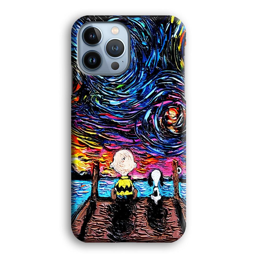 Snoopy Van Gogh's Starry Night iPhone 13 Pro Case-Plastic / Full Wrap (3D Case)-Xtracase