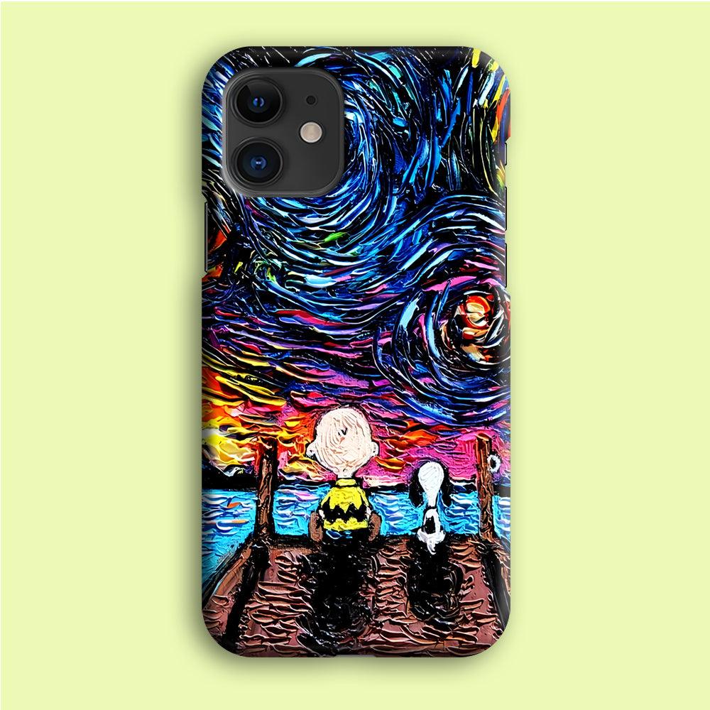 Snoopy Van Gogh's Starry Night iPhone 12 Case-Plastic / Full Wrap (3D Case)-Xtracase