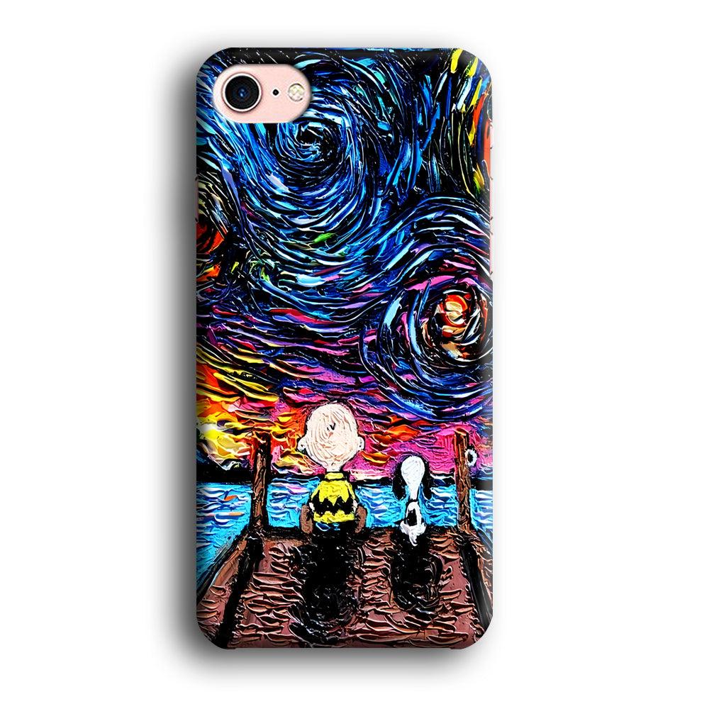 Snoopy Van Gogh's Starry Night iPhone 7 Case-Plastic / Full Wrap (3D Case)-Xtracase