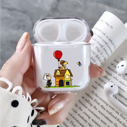 Snoopy X Up Hard Plastic Protective Clear Case Cover For Apple Airpods