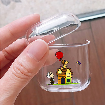 Snoopy X Up Hard Plastic Protective Clear Case Cover For Apple Airpods