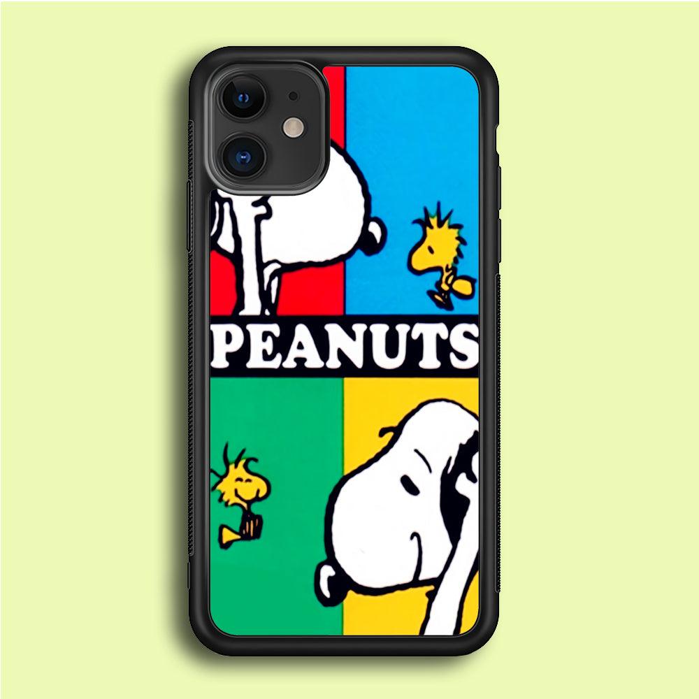 Snoopy and Woodstock iPhone 12 Case-Rubber / Black (2D Case)-Xtracase