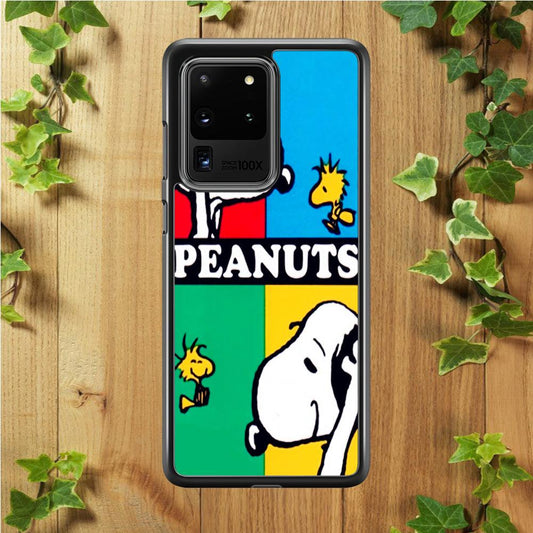 Snoopy and Woodstock Samsung Galaxy S20 Ultra Case-Rubber / White (2D Case)-Xtracase