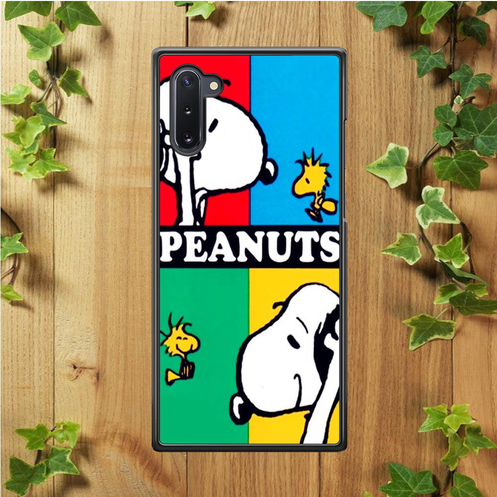 Snoopy and Woodstock Samsung Galaxy Note 10 Case-Rubber / Black (2D Case)-Xtracase