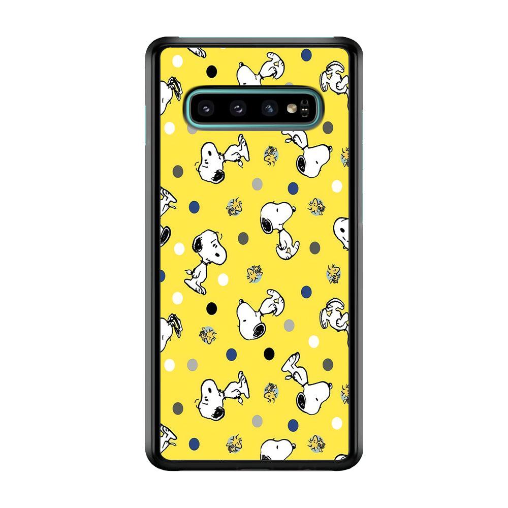 Snoopy and Woodstock Yellow Polka Samsung Galaxy S10 Case-Plastic / Full Wrap (3D Case)-Xtracase