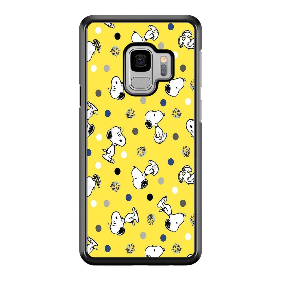Snoopy and Woodstock Yellow Polka Samsung Galaxy S9 Case-Plastic / Full Wrap (3D Case)-Xtracase