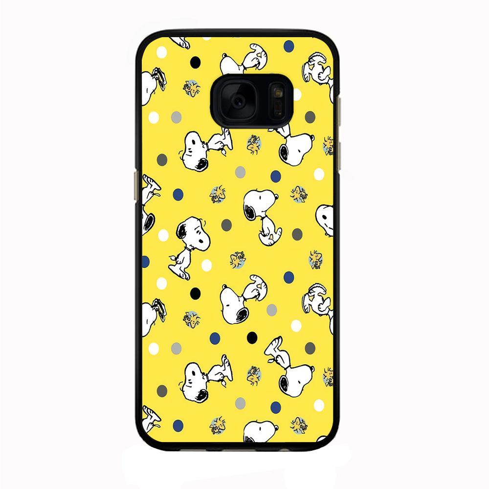 Snoopy and Woodstock Yellow Polka Samsung Galaxy S7 Edge Case-Rubber / Black (2D Case)-Xtracase