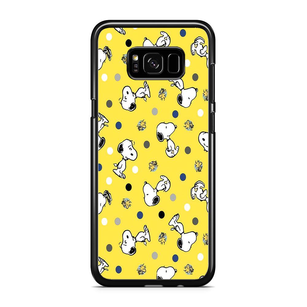 Snoopy and Woodstock Yellow Polka Samsung Galaxy S8 Case-Rubber / Black (2D Case)-Xtracase