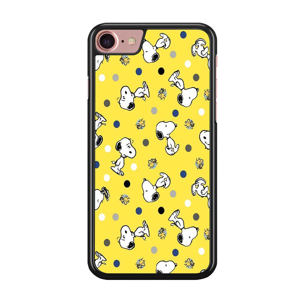 Snoopy and Woodstock Yellow Polka iPhone 8 Case-Rubber / Black (2D Case)-Xtracase