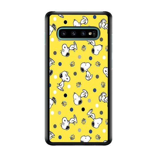 Snoopy and Woodstock Yellow Polka Samsung Galaxy S10 Plus Case-Plastic / Full Wrap (3D Case)-Xtracase