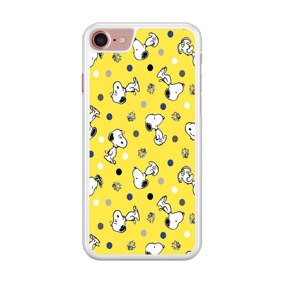 Snoopy and Woodstock Yellow Polka iPhone 8 Case-Rubber / White (2D Case)-Xtracase
