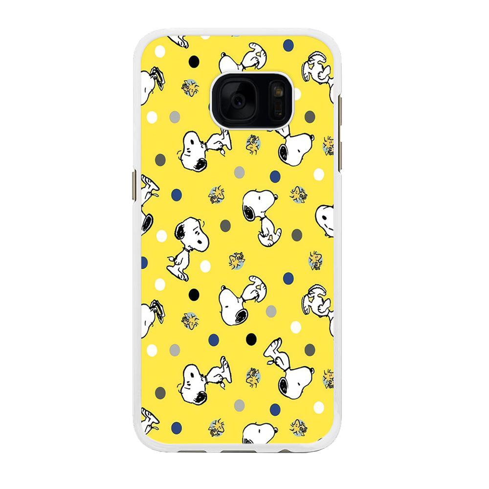Snoopy and Woodstock Yellow Polka Samsung Galaxy S7 Edge Case-Rubber / White (2D Case)-Xtracase