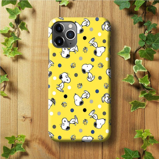 Snoopy and Woodstock Yellow Polka iPhone 11 Pro Max Case-Plastic / Full Wrap (3D Case)-Xtracase