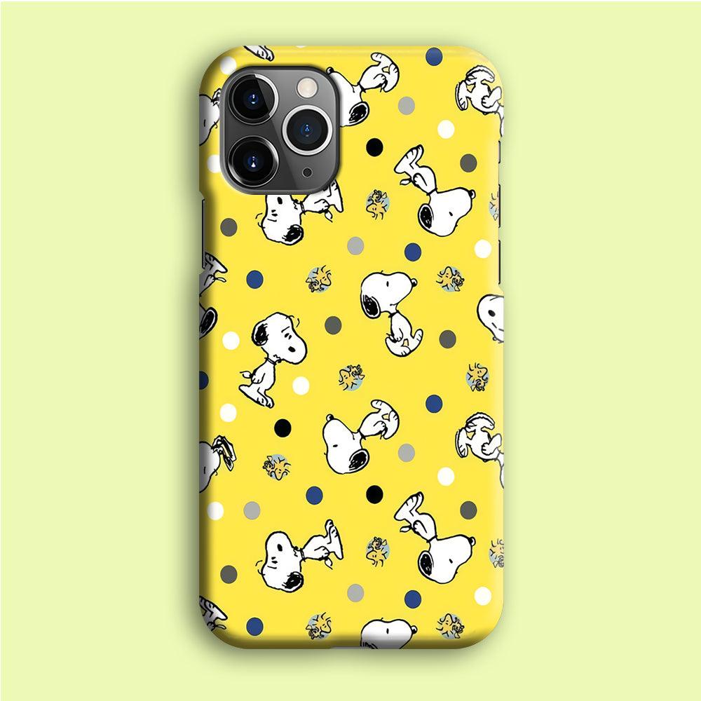 Snoopy and Woodstock Yellow Polka iPhone 12 Pro Case-Plastic / Full Wrap (3D Case)-Xtracase
