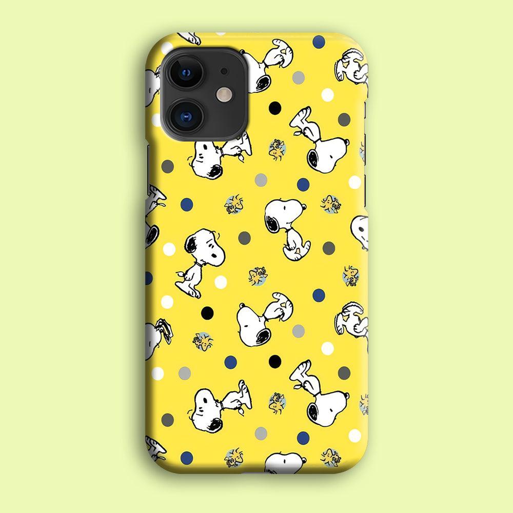 Snoopy and Woodstock Yellow Polka iPhone 12 Mini Case-Plastic / Full Wrap (3D Case)-Xtracase