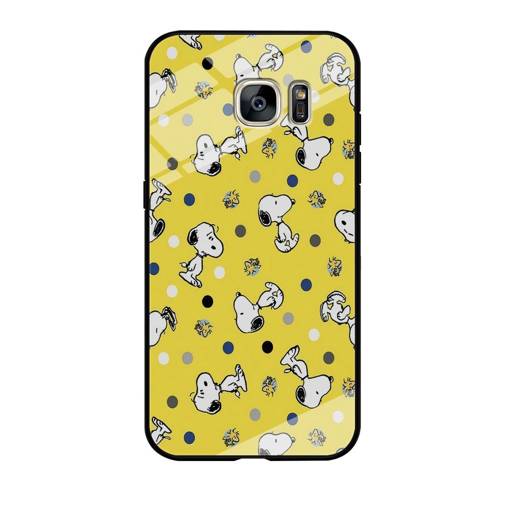 Snoopy and Woodstock Yellow Polka Samsung Galaxy S7 Edge Case-Tempered Glass Case-Xtracase