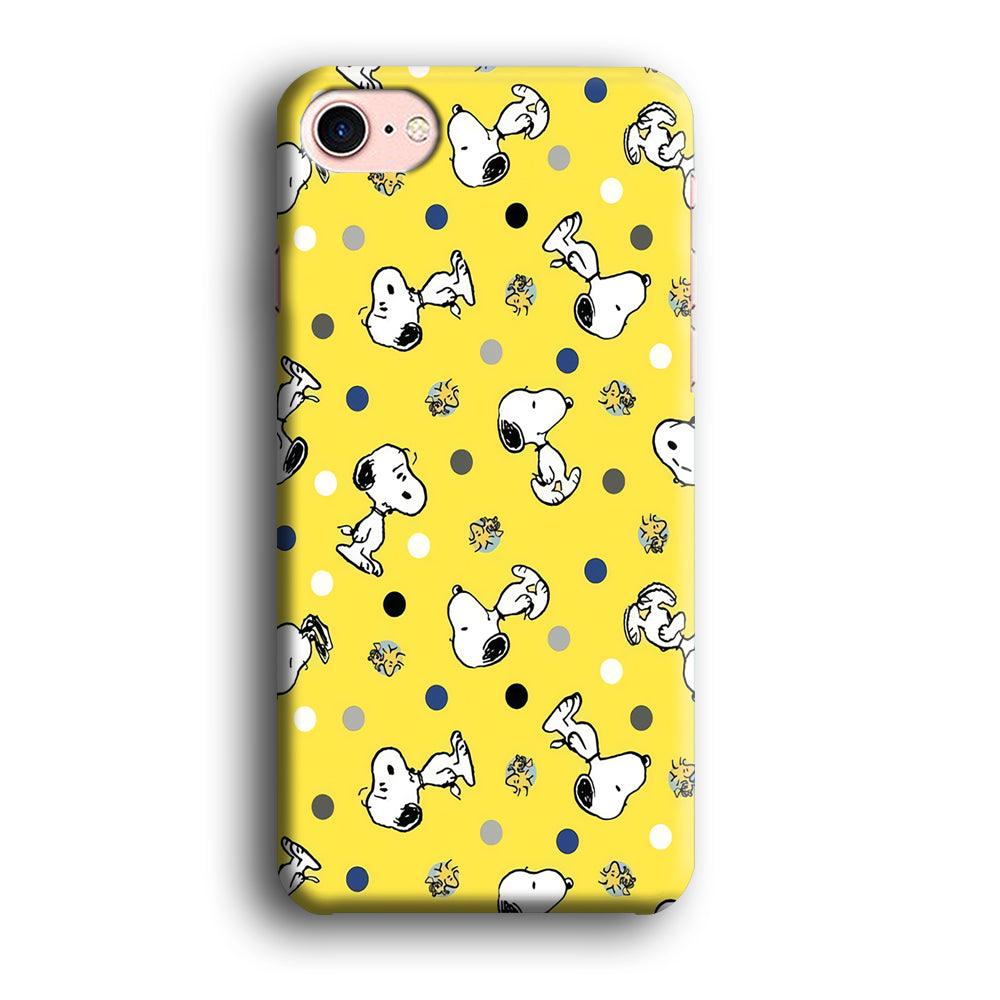 Snoopy and Woodstock Yellow Polka iPhone 8 Case-Plastic / Full Wrap (3D Case)-Xtracase