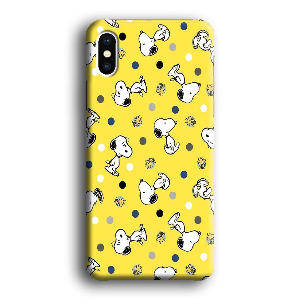 Snoopy and Woodstock Yellow Polka iPhone Xs Max Case-Plastic / Full Wrap (3D Case)-Xtracase