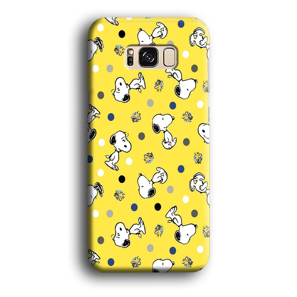 Snoopy and Woodstock Yellow Polka Samsung Galaxy S8 Case-Plastic / Full Wrap (3D Case)-Xtracase