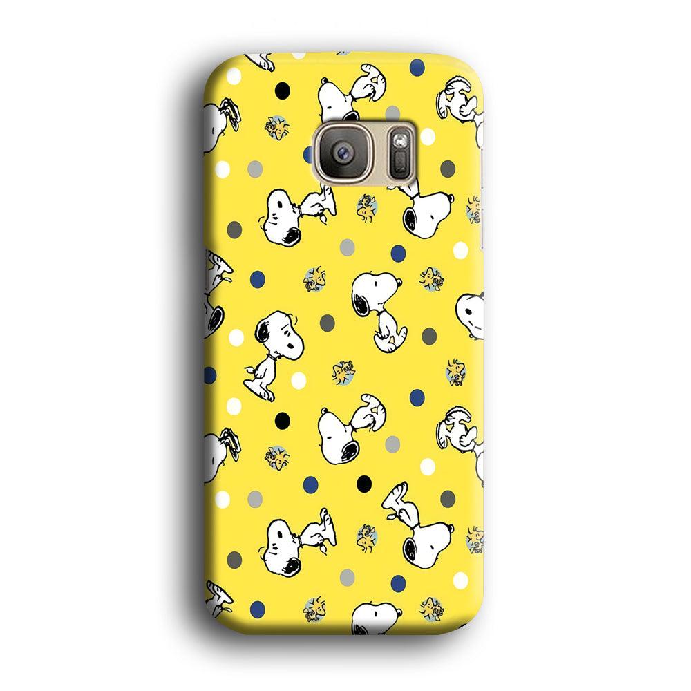 Snoopy and Woodstock Yellow Polka Samsung Galaxy S7 Edge Case-Plastic / Full Wrap (3D Case)-Xtracase