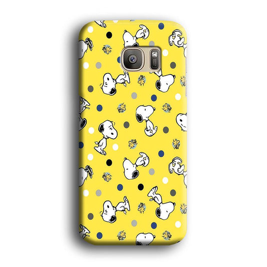 Snoopy and Woodstock Yellow Polka Samsung Galaxy S7 Edge Case-Plastic / Full Wrap (3D Case)-Xtracase