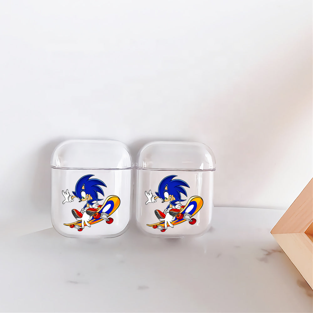 Sonic Play Skateboard Hard Plastic Protective Clear Case Cover For Apple Airpods