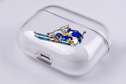 Sonic Play Snowboarding Hard Plastic Protective Clear Case Cover For Apple Airpod Pro
