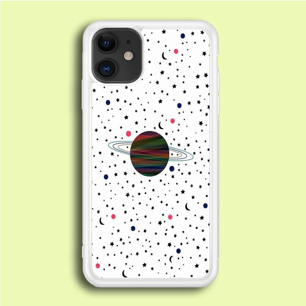 Space Pattern 001 iPhone 12 Case-Rubber / White (2D Case)-Xtracase