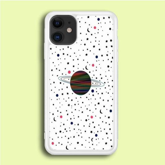 Space Pattern 001 iPhone 12 Case-Rubber / White (2D Case)-Xtracase