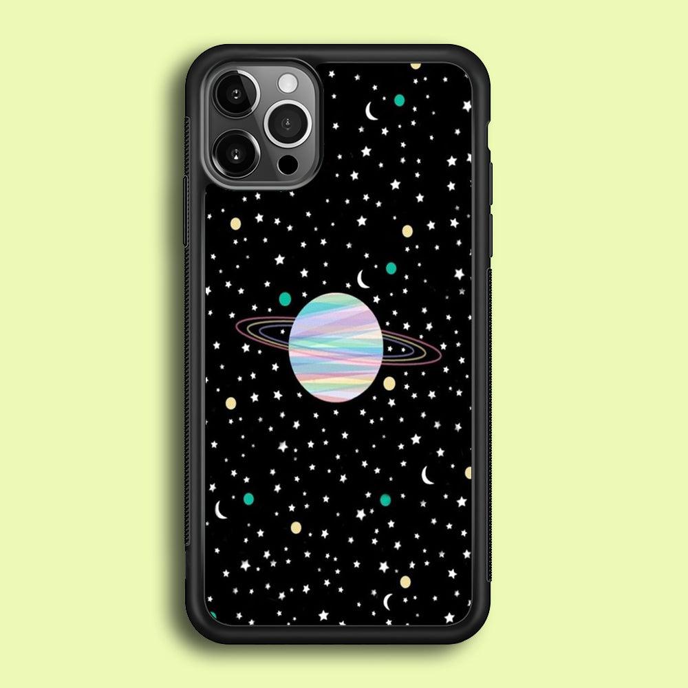 Space Pattern 002 iPhone 12 Pro Max Case-Rubber / Black (2D Case)-Xtracase