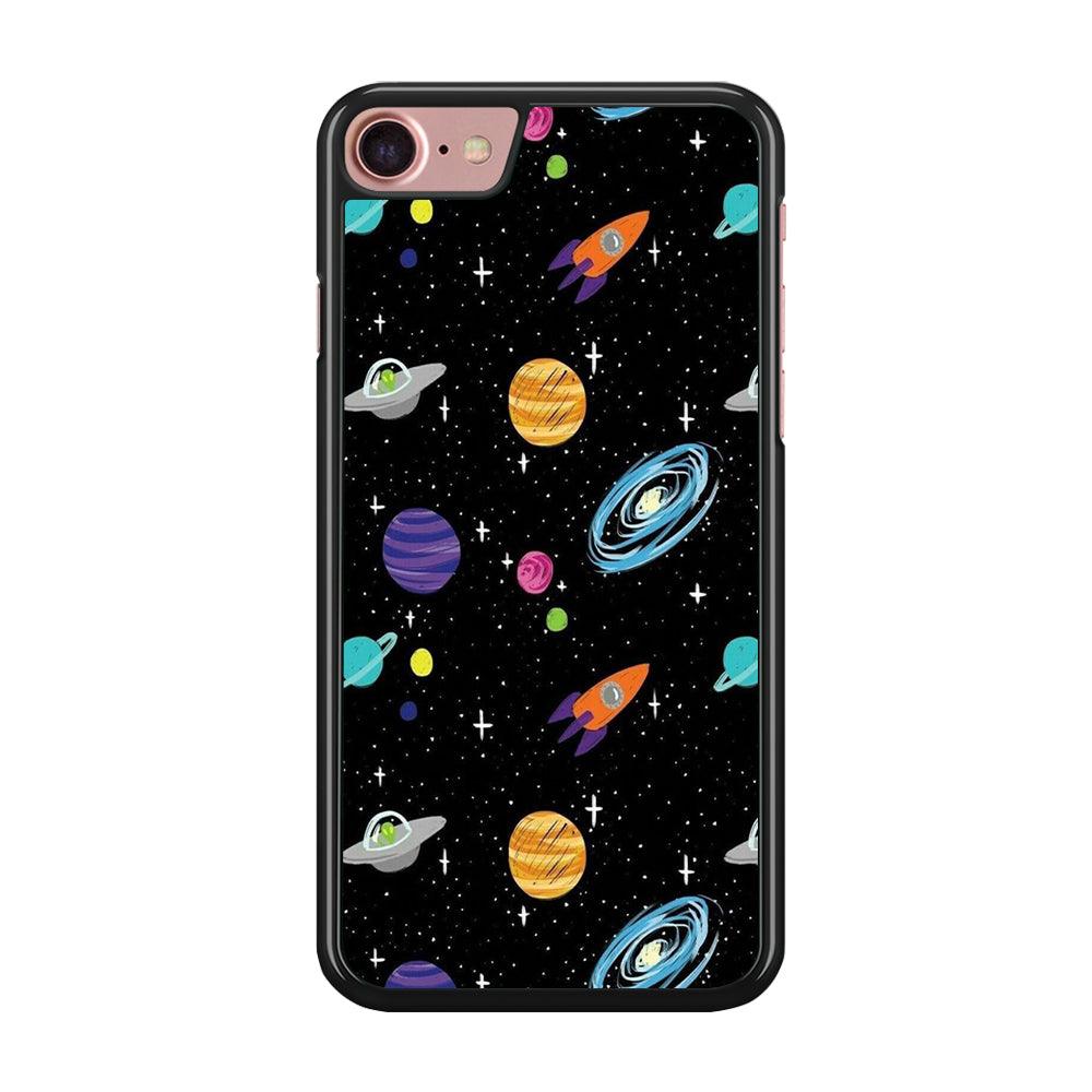 Space Pattern 003 iPhone SE 2020 Case-Rubber / Black (2D Case)-Xtracase