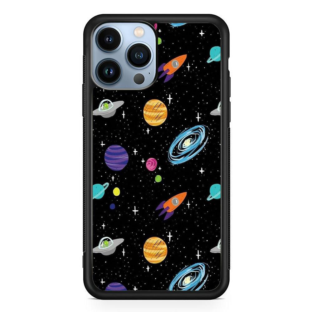 Space Pattern 003 iPhone 13 Pro Case-Rubber / Black (2D Case)-Xtracase