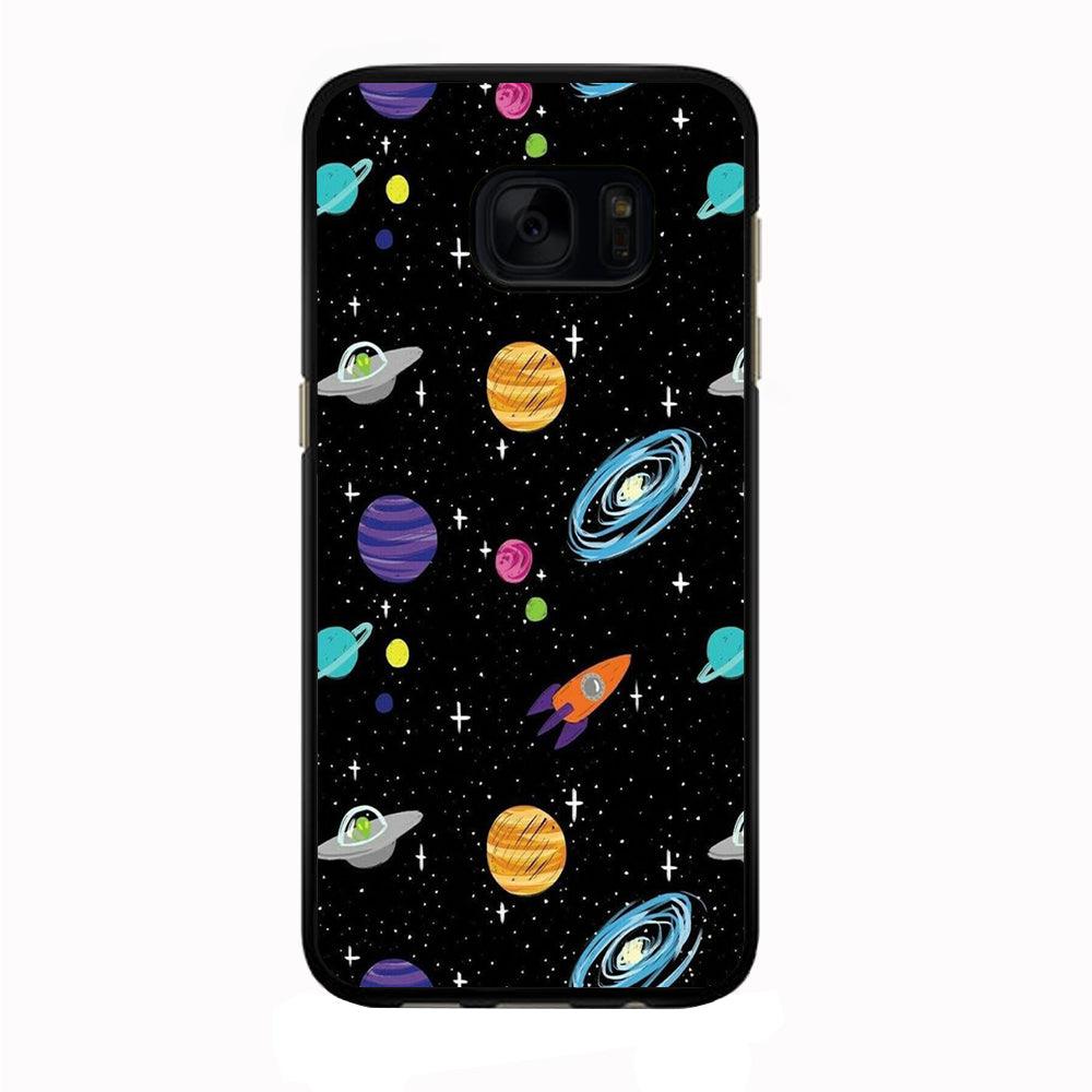 Space Pattern 003 Samsung Galaxy S7 Edge Case-Rubber / Black (2D Case)-Xtracase
