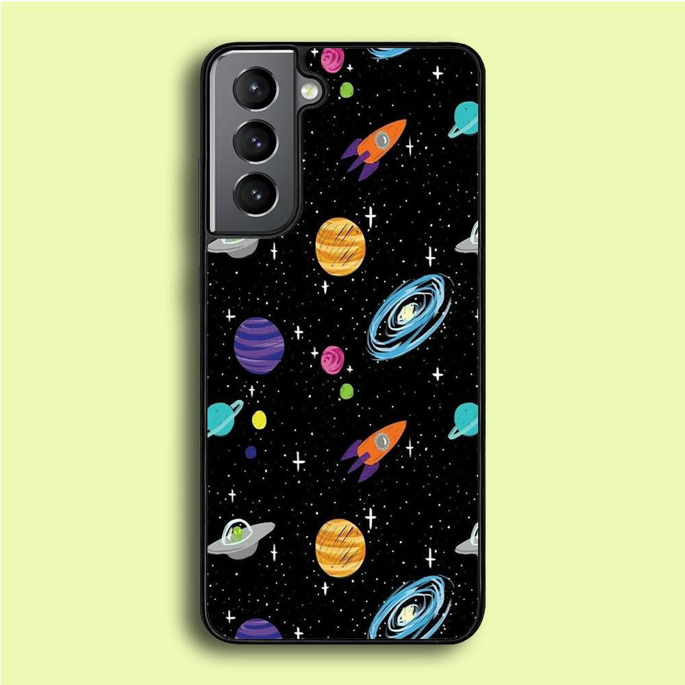 Space Pattern 003 Samsung Galaxy S21 Plus Case-Rubber / White (2D Case)-Xtracase