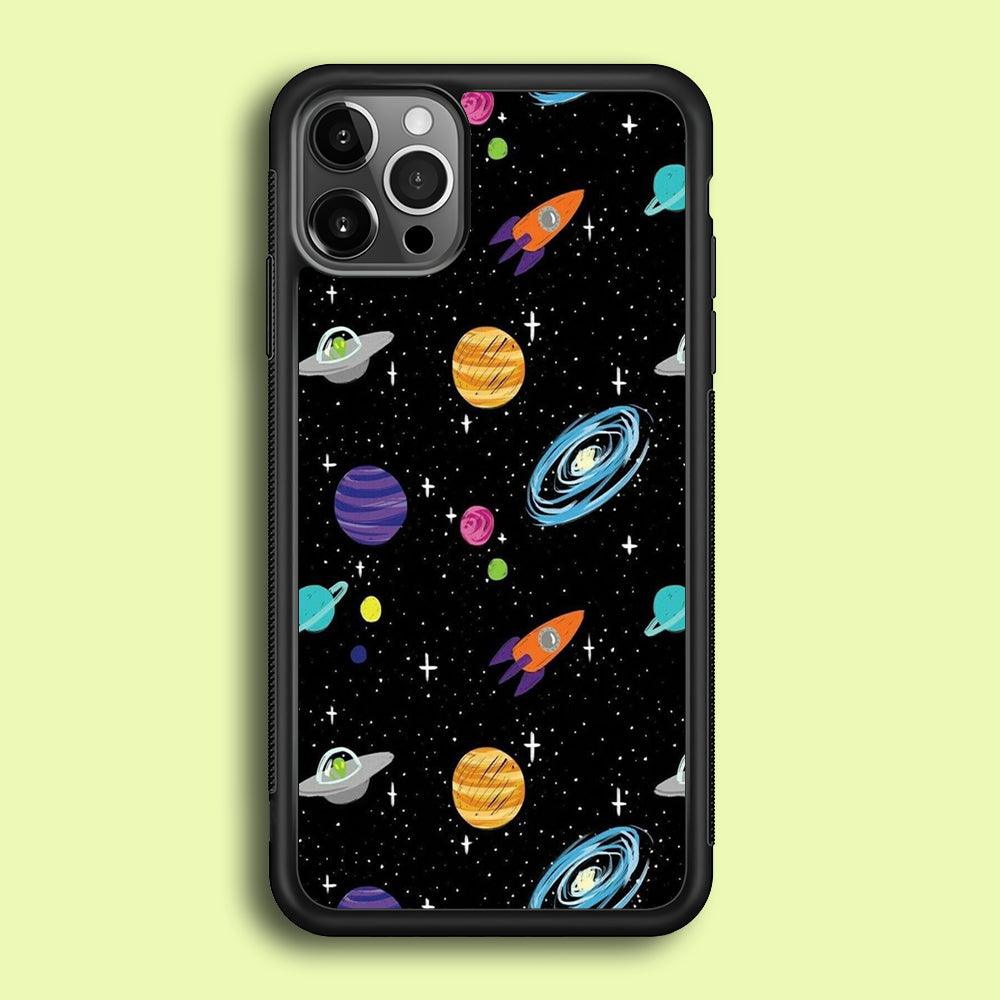Space Pattern 003 iPhone 12 Pro Case-Rubber / Black (2D Case)-Xtracase