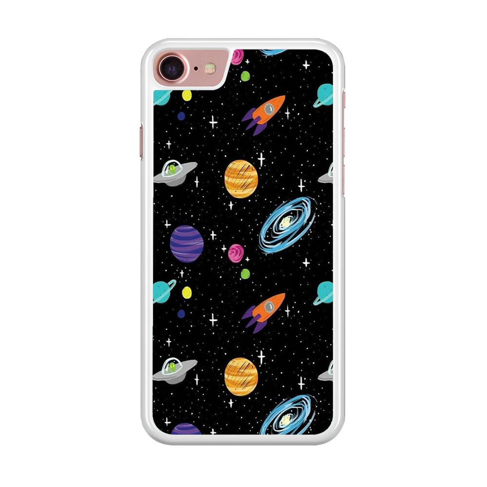 Space Pattern 003 iPhone SE 2020 Case-Rubber / White (2D Case)-Xtracase