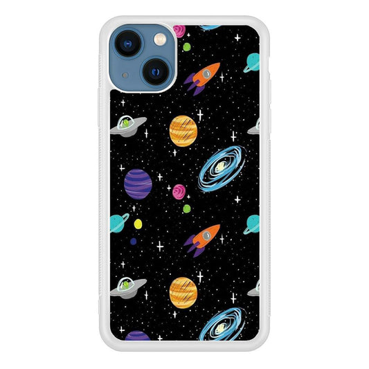 Space Pattern 003 iPhone 13 Mini Case-Rubber / White (2D Case)-Xtracase