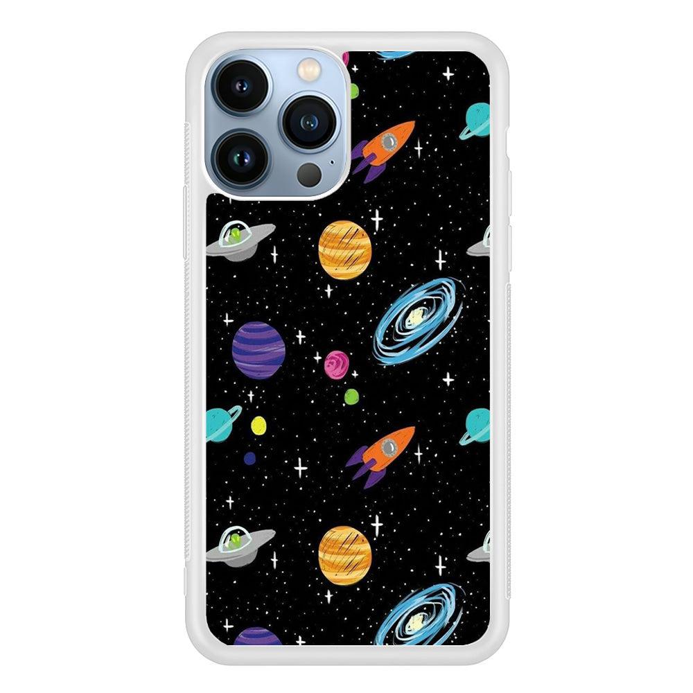 Space Pattern 003 iPhone 13 Pro Max Case-Rubber / White (2D Case)-Xtracase