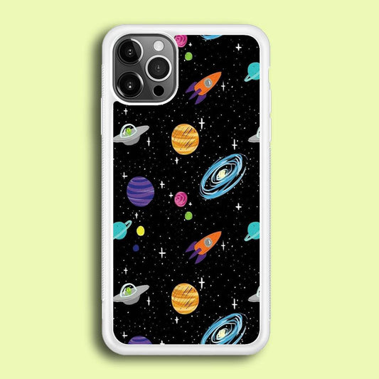 Space Pattern 003 iPhone 12 Pro Case-Rubber / White (2D Case)-Xtracase
